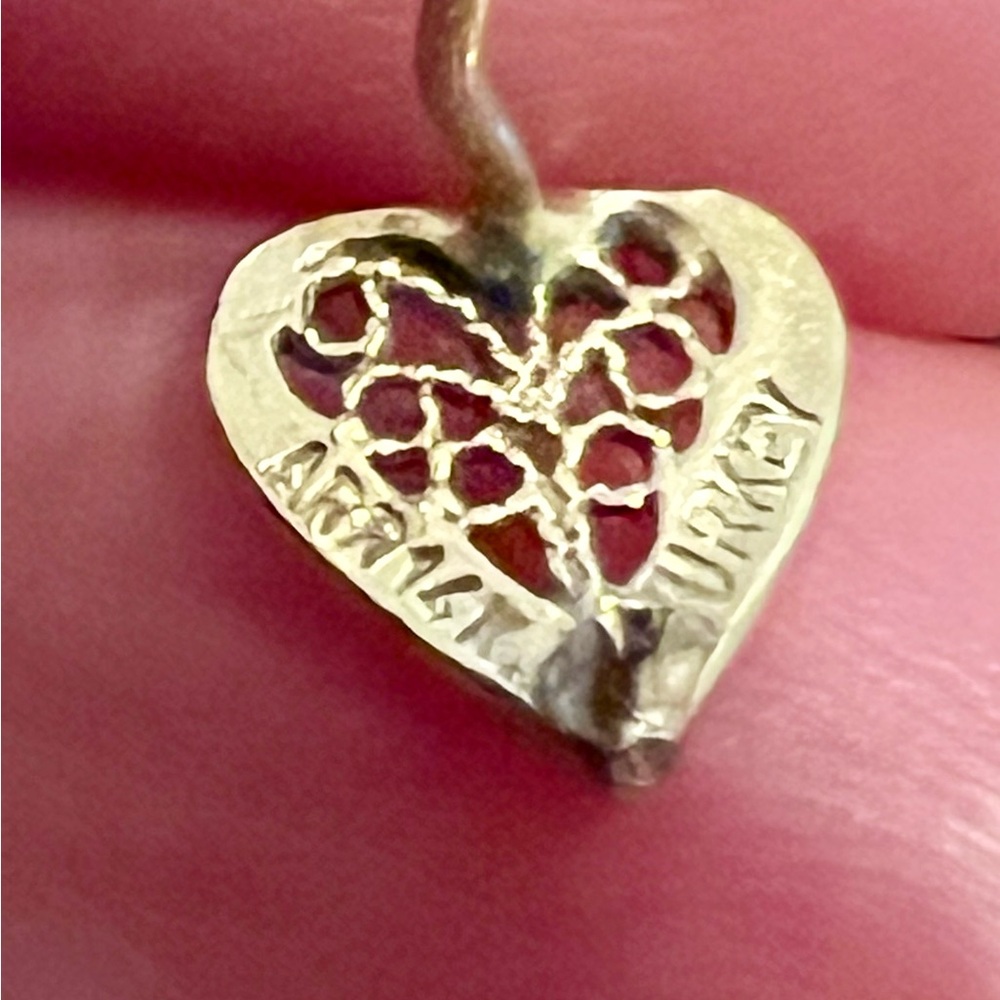 14k Solid Yellow Gold Heart Single Stud Earring O… - image 8